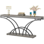 Console – Pieds demi-lune – Faux marbre blanc / Gris, Bois manufacturé moderne, Simple utilisateur