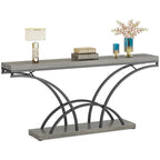Console – Pieds demi-lune – Faux marbre blanc / Gris, Bois manufacturé moderne, Simple utilisateur