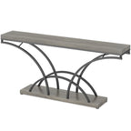 Console – Pieds demi-lune – Faux marbre blanc / Gris, Bois manufacturé moderne, Simple utilisateur