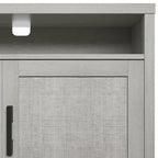Meuble TV avec portes de placard en lin et étagère ouverte – Chêne, style côtier, 1 à 2 utilisateurs