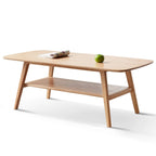 Table Basse avec Étagère de Rangement – Chêne, Bois Massif de Style Japonais, 1–2 Utilisateurs