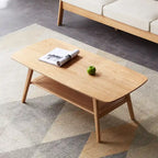 Table Basse avec Étagère de Rangement – Chêne, Bois Massif de Style Japonais, 1–2 Utilisateurs
