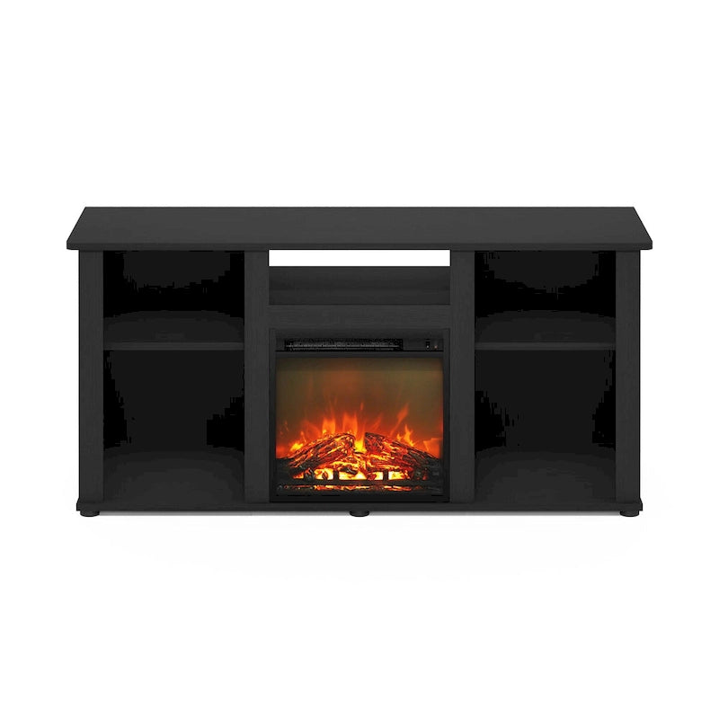 Meuble TV cheminée électrique pour téléviseurs jusqu'à 55 po chêne français gris/blanc/americano