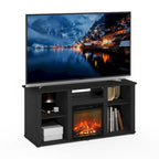 Meuble TV cheminée électrique pour téléviseurs jusqu'à 55 po chêne français gris/blanc/americano