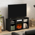 Meuble TV cheminée électrique pour téléviseurs jusqu'à 55 po chêne français gris/blanc/americano
