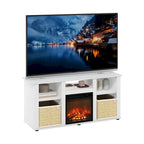 Meuble TV cheminée électrique pour téléviseurs jusqu'à 55 po chêne français gris/blanc/americano