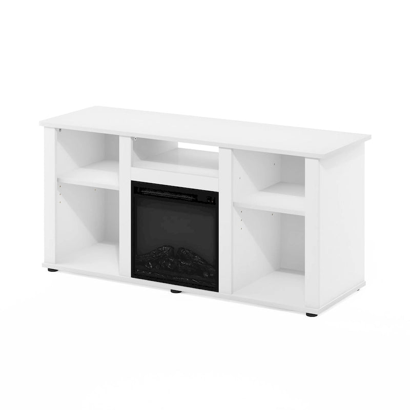 Meuble TV cheminée électrique pour téléviseurs jusqu'à 55 po chêne français gris/blanc/americano