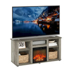 Meuble TV cheminée électrique pour téléviseurs jusqu'à 55 po chêne français gris/blanc/americano