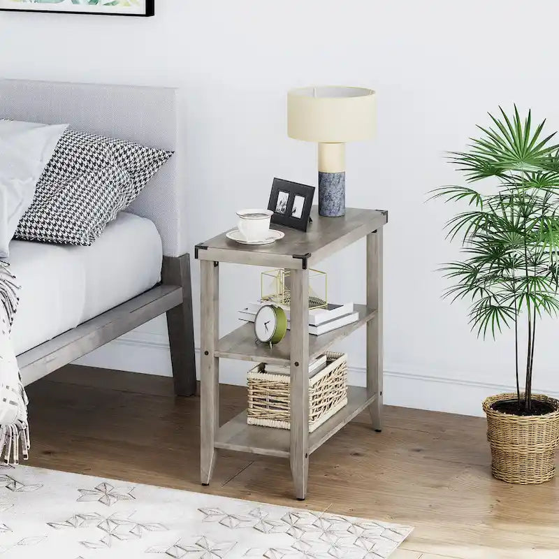 Table d'appoint à 3 niveaux – Gris, bois rustique de ferme, utilisateur unique