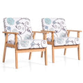 Fauteuil d'appoint en lin blanc/jaune avec structure en bois d'hévéa (lot de 2)