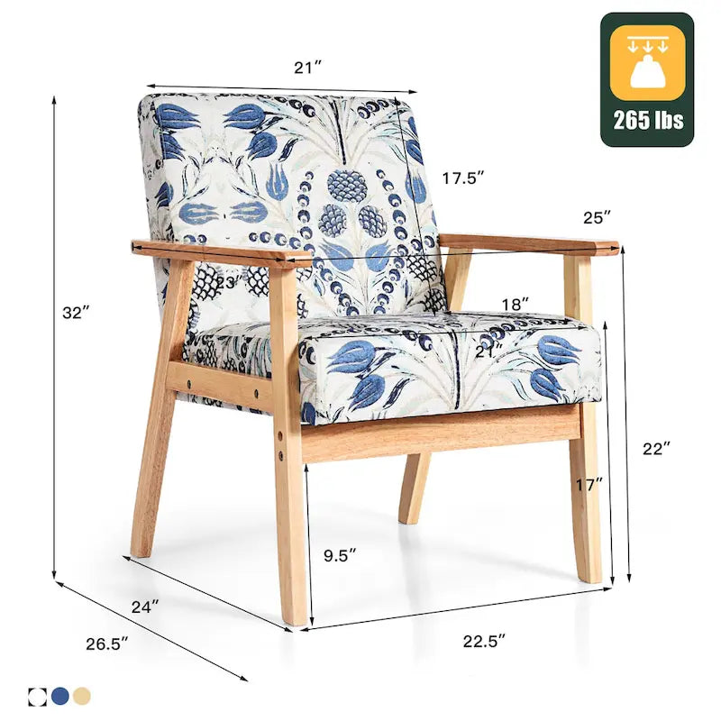 Fauteuil d'appoint en lin blanc/jaune avec structure en bois d'hévéa (lot de 2)