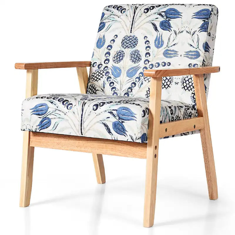 Fauteuil d'appoint en lin blanc/jaune avec structure en bois d'hévéa (lot de 2)