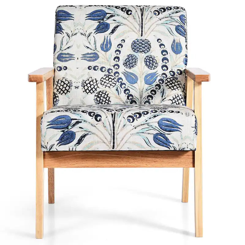 Fauteuil d'appoint en lin blanc/jaune avec structure en bois d'hévéa (lot de 2)