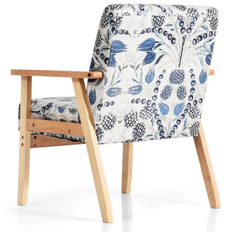Fauteuil d'appoint en lin blanc/jaune avec structure en bois d'hévéa (lot de 2)