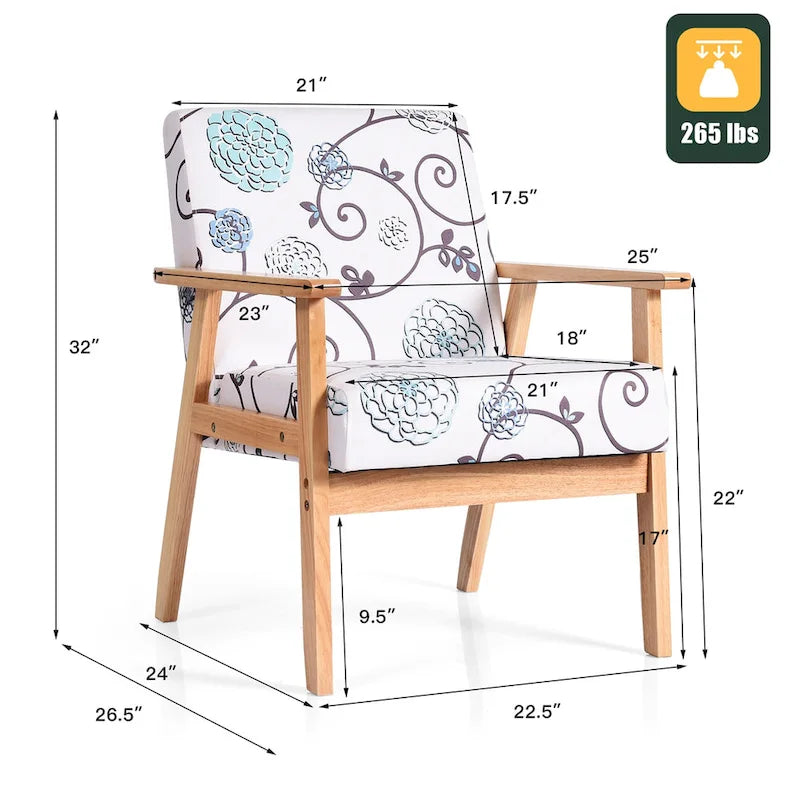 Fauteuil d'appoint en lin blanc/jaune avec structure en bois d'hévéa (lot de 2)