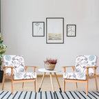 Fauteuil d'appoint en lin blanc/jaune avec structure en bois d'hévéa (lot de 2)