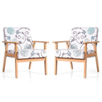 Fauteuil d'appoint en lin blanc/jaune avec structure en bois d'hévéa (lot de 2)