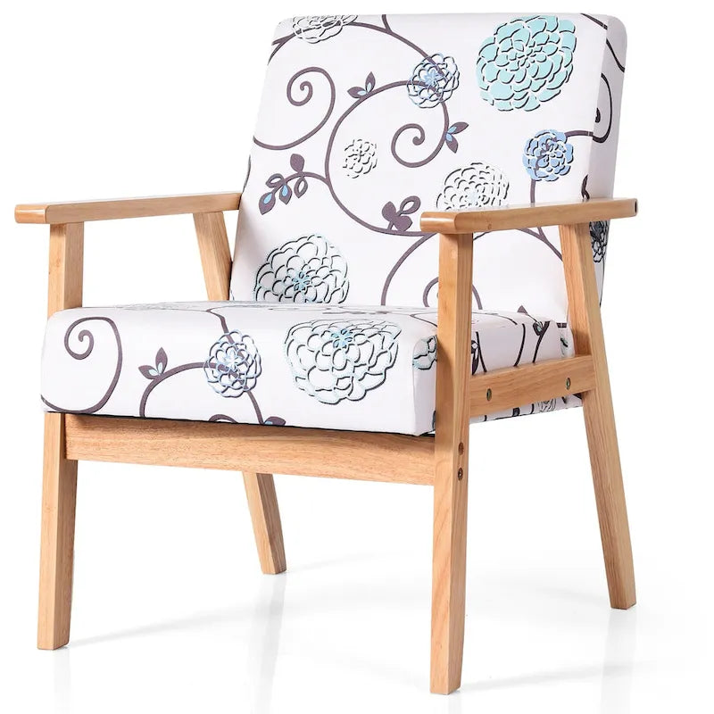 Fauteuil d'appoint en lin blanc/jaune avec structure en bois d'hévéa (lot de 2)