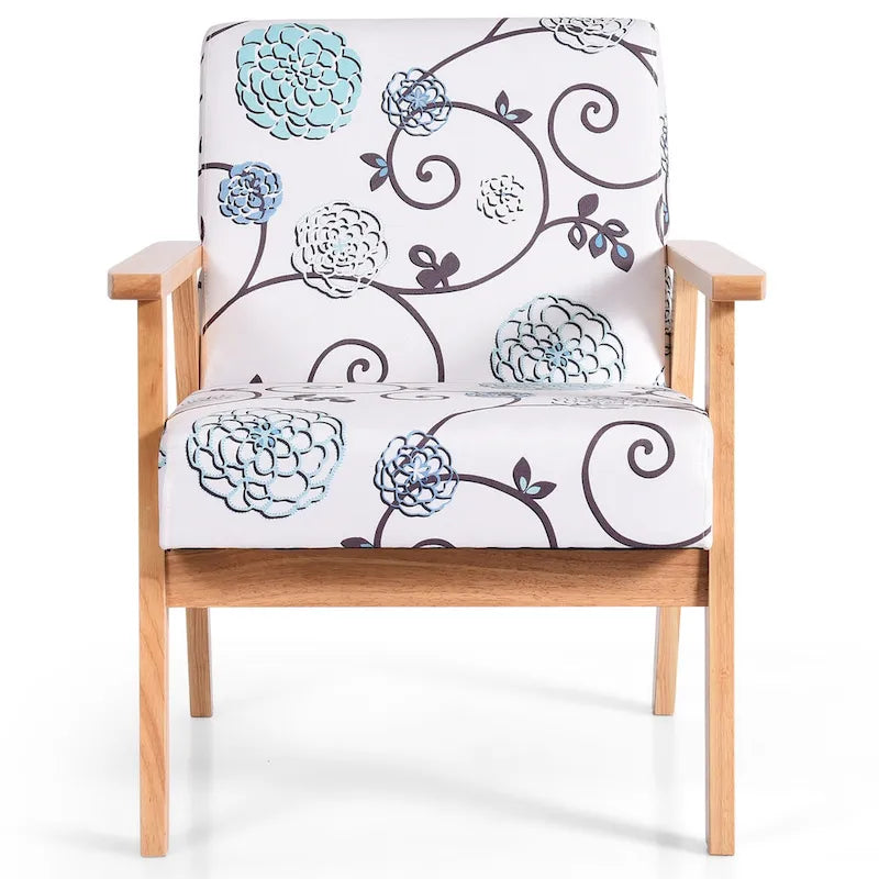 Fauteuil d'appoint en lin blanc/jaune avec structure en bois d'hévéa (lot de 2)