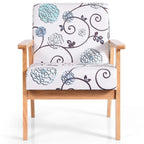 Fauteuil d'appoint en lin blanc/jaune avec structure en bois d'hévéa (lot de 2)
