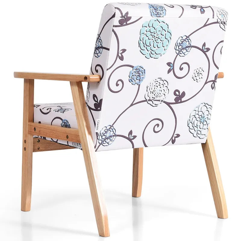 Fauteuil d'appoint en lin blanc/jaune avec structure en bois d'hévéa (lot de 2)