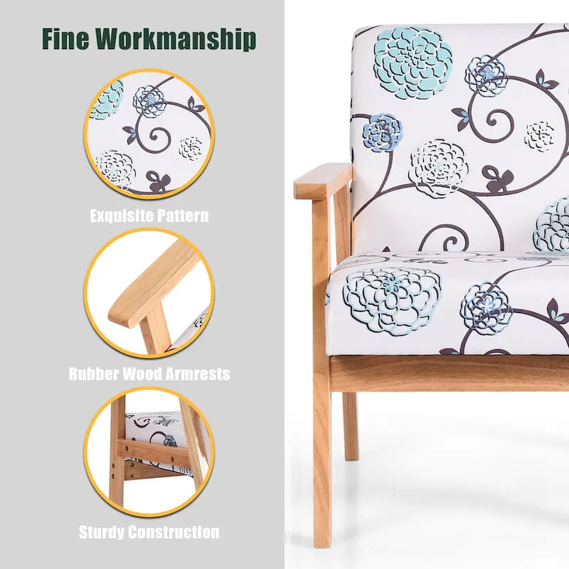 Fauteuil d'appoint en lin blanc/jaune avec structure en bois d'hévéa (lot de 2)