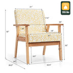Fauteuil d'appoint en lin blanc/jaune avec structure en bois d'hévéa (lot de 2)