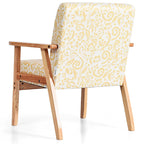 Fauteuil d'appoint en lin blanc/jaune avec structure en bois d'hévéa (lot de 2)