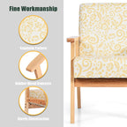 Fauteuil d'appoint en lin blanc/jaune avec structure en bois d'hévéa (lot de 2)