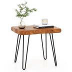Table d'appoint – Bois de teck recyclé marron et pieds en métal, ronde / carrée / rectangulaire, usage individuel