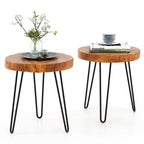 Table d'appoint – Bois de teck recyclé marron et pieds en métal, ronde / carrée / rectangulaire, usage individuel
