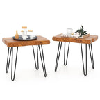 Table d'appoint – Bois de teck recyclé marron et pieds en métal, ronde / carrée / rectangulaire, usage individuel