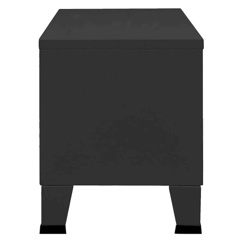 Meuble TV industriel en métal noir et blanc avec rangement