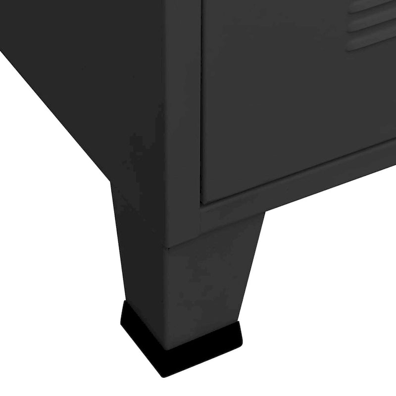 Meuble TV industriel en métal noir et blanc avec rangement
