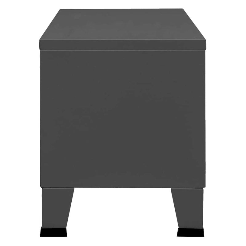 Meuble TV industriel en métal noir et blanc avec rangement