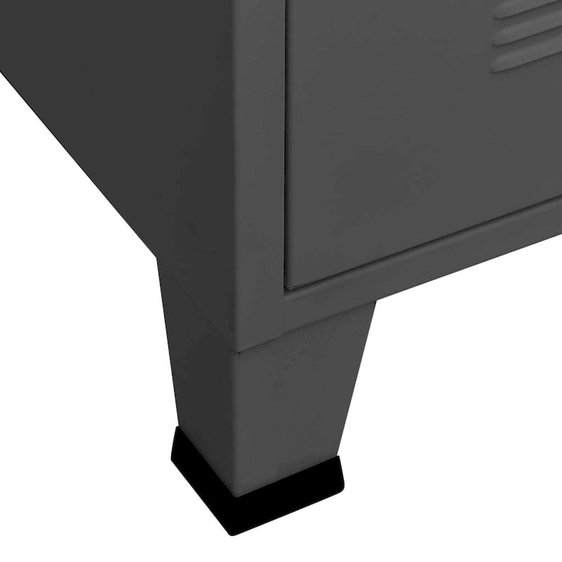 Meuble TV industriel en métal noir et blanc avec rangement