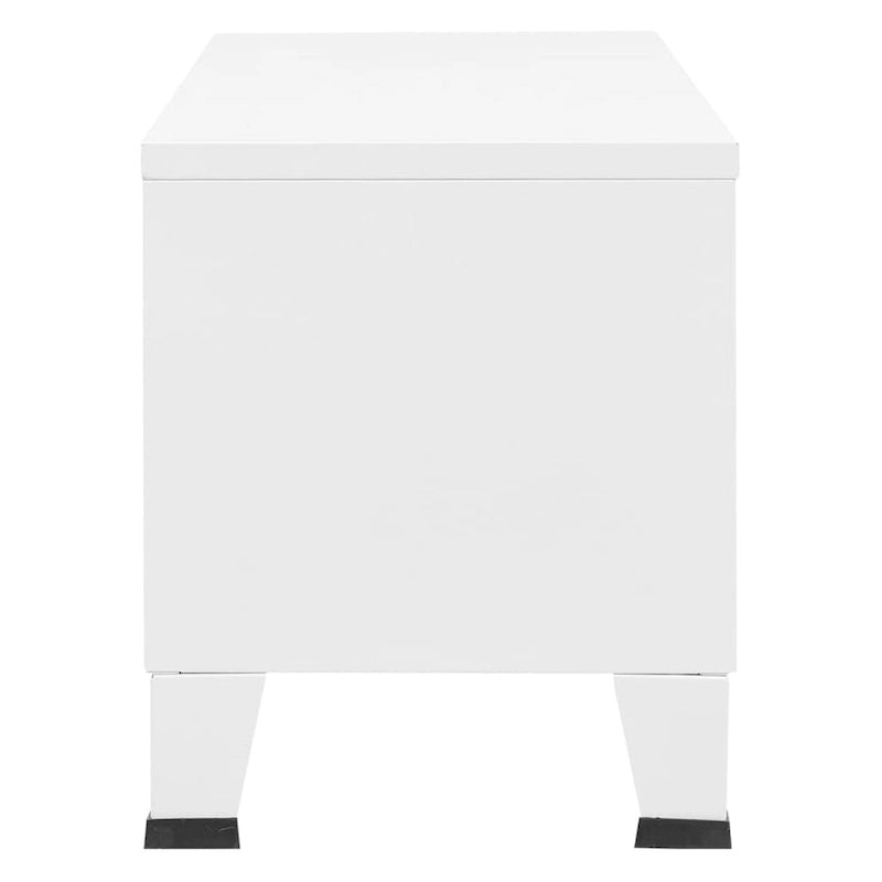 Meuble TV industriel en métal noir et blanc avec rangement