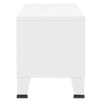 Meuble TV industriel en métal noir et blanc avec rangement