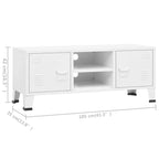 Meuble TV industriel en métal noir et blanc avec rangement