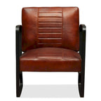 Fauteuil industriel en cuir véritable marron avec cadre en acier pour 1 personne