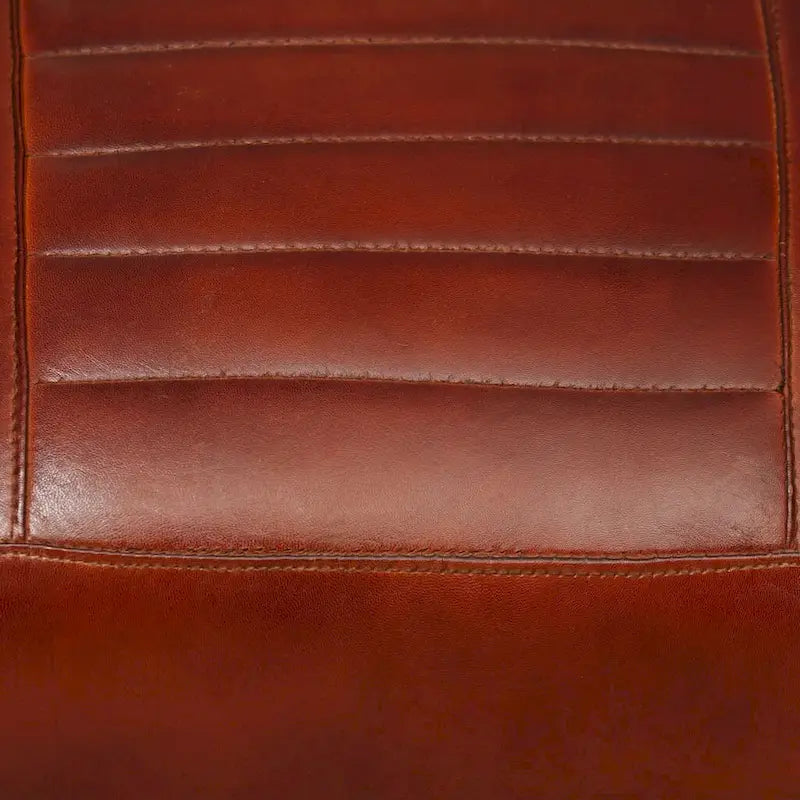 Fauteuil industriel en cuir véritable marron avec cadre en acier pour 1 personne