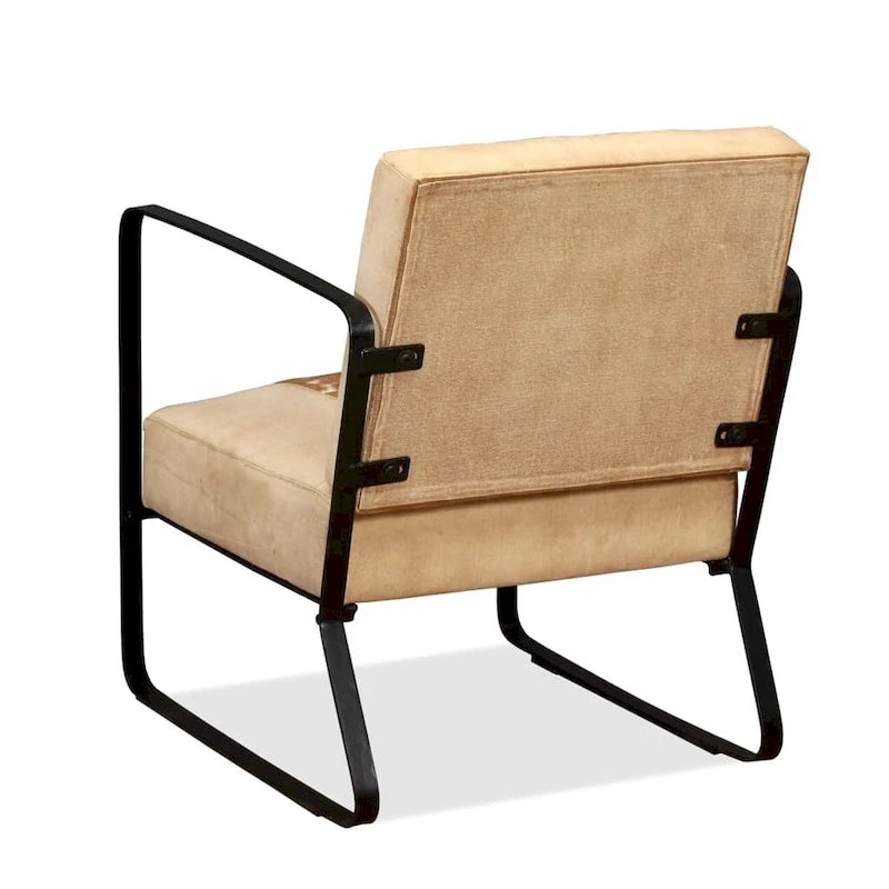 Fauteuil industriel en cuir véritable marron avec cadre en acier pour 1 personne