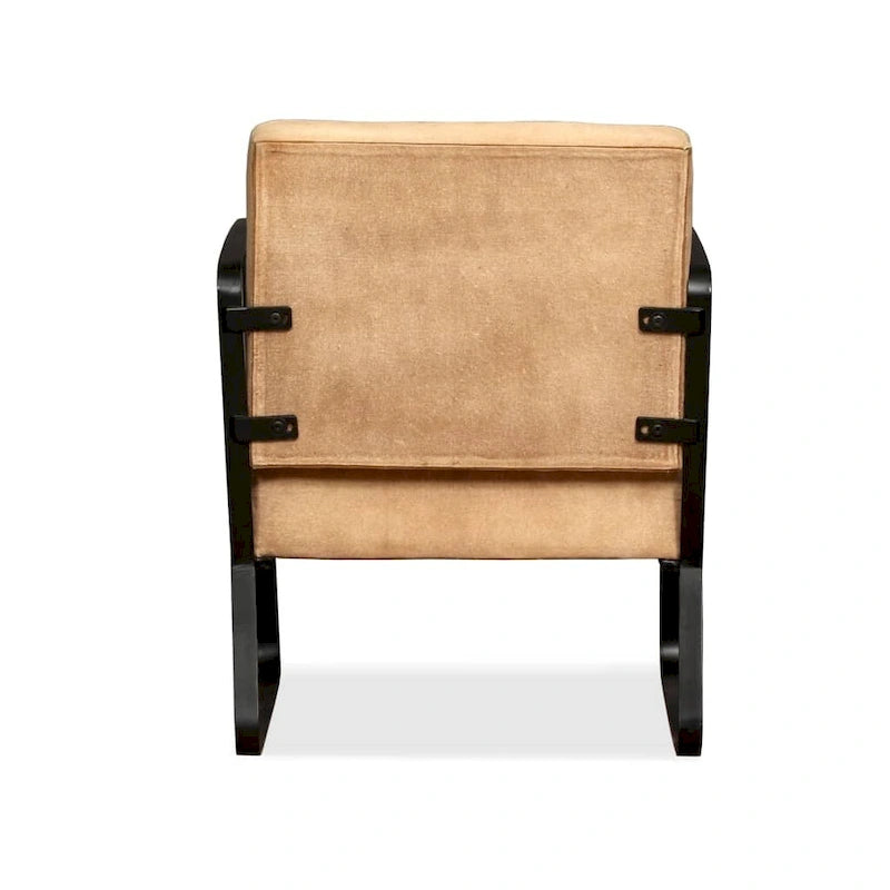 Fauteuil industriel en cuir véritable marron avec cadre en acier pour 1 personne
