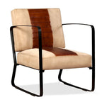 Fauteuil industriel en cuir véritable marron avec cadre en acier pour 1 personne