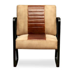 Fauteuil industriel en cuir véritable marron avec cadre en acier pour 1 personne