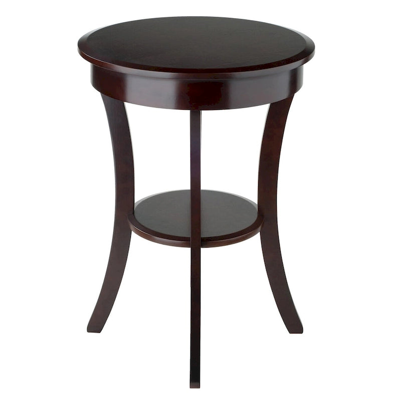 Table d'appoint ronde – Cappuccino, bois courbé avec tiroir et étagère, pour une personne