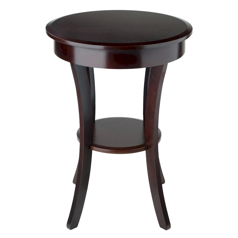Table d'appoint ronde – Cappuccino, bois courbé avec tiroir et étagère, pour une personne