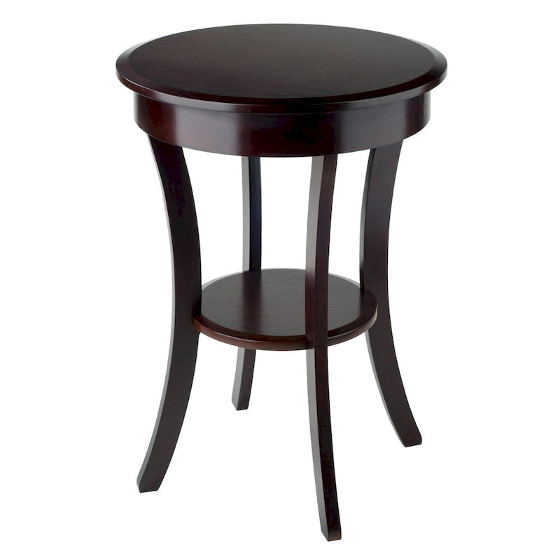 Table d'appoint ronde – Cappuccino, bois courbé avec tiroir et étagère, pour une personne
