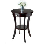 Table d'appoint ronde – Cappuccino, bois courbé avec tiroir et étagère, pour une personne