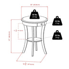 Table d'appoint ronde – Cappuccino, bois courbé avec tiroir et étagère, pour une personne